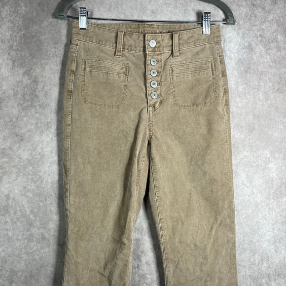 American Eagle‎ Pants Womens 2 Brown Corduroy Flared Leg Stretch Button Fly Y2K - Picture 2 of 13